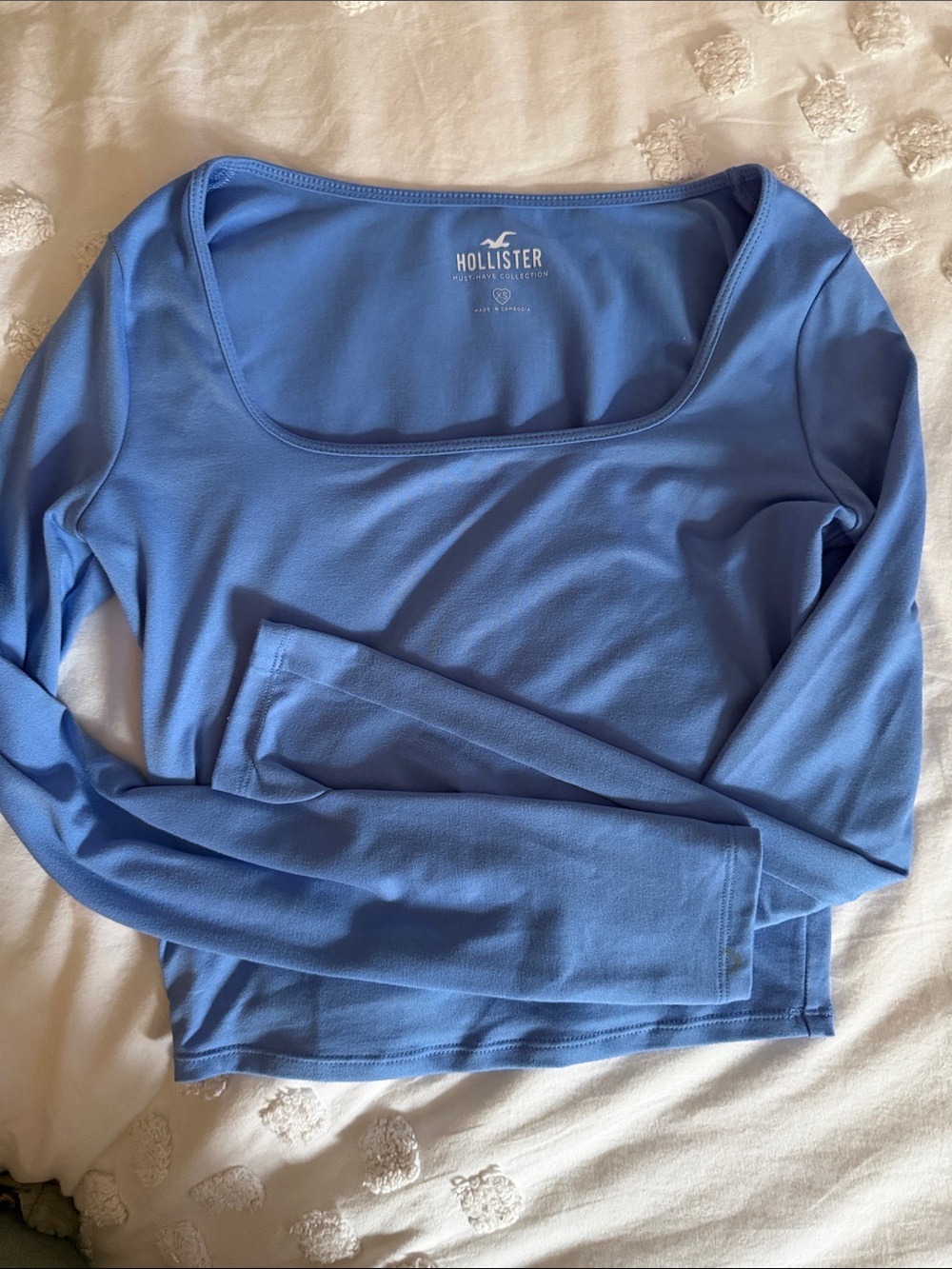 Hollister Scoop Square Neck Light Blue Long Sleeve Top